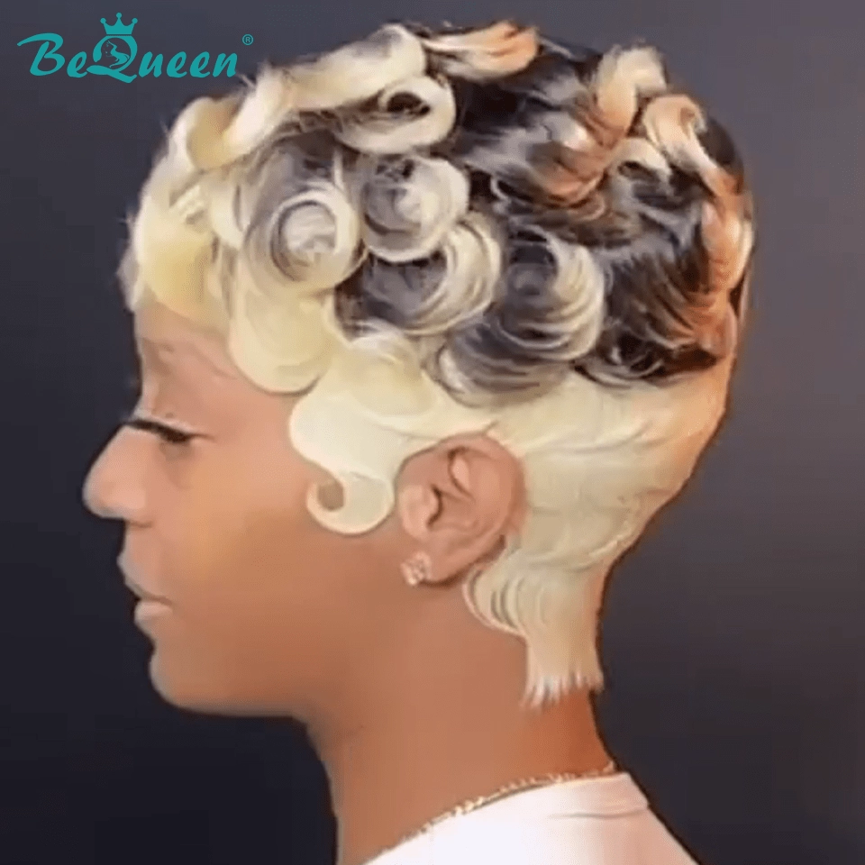 Bequeen Machine Made Fashion Finger Wave Pixie Wig