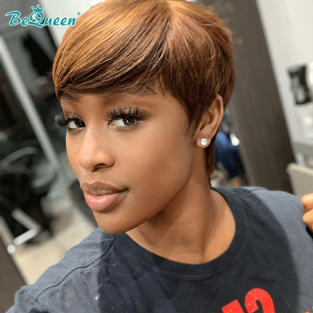 Bequeen Machine Made Short Straight Color Wig