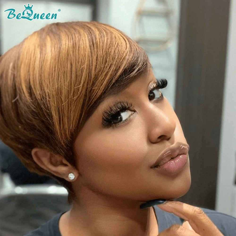 Bequeen Machine Made Short Straight Color Wig