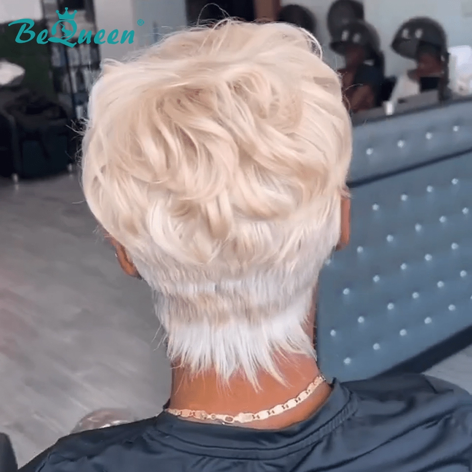 Bequeen Machine Made Silver Gray Pixie Wig