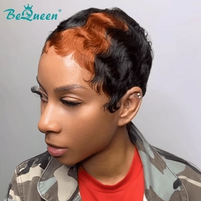 Bequeen Machine Made Two-Color Sexy Fiery Pixie Wig