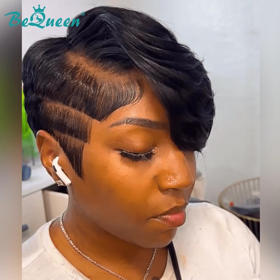 Bequeen Natrual Black Short Fashion Lace Wig