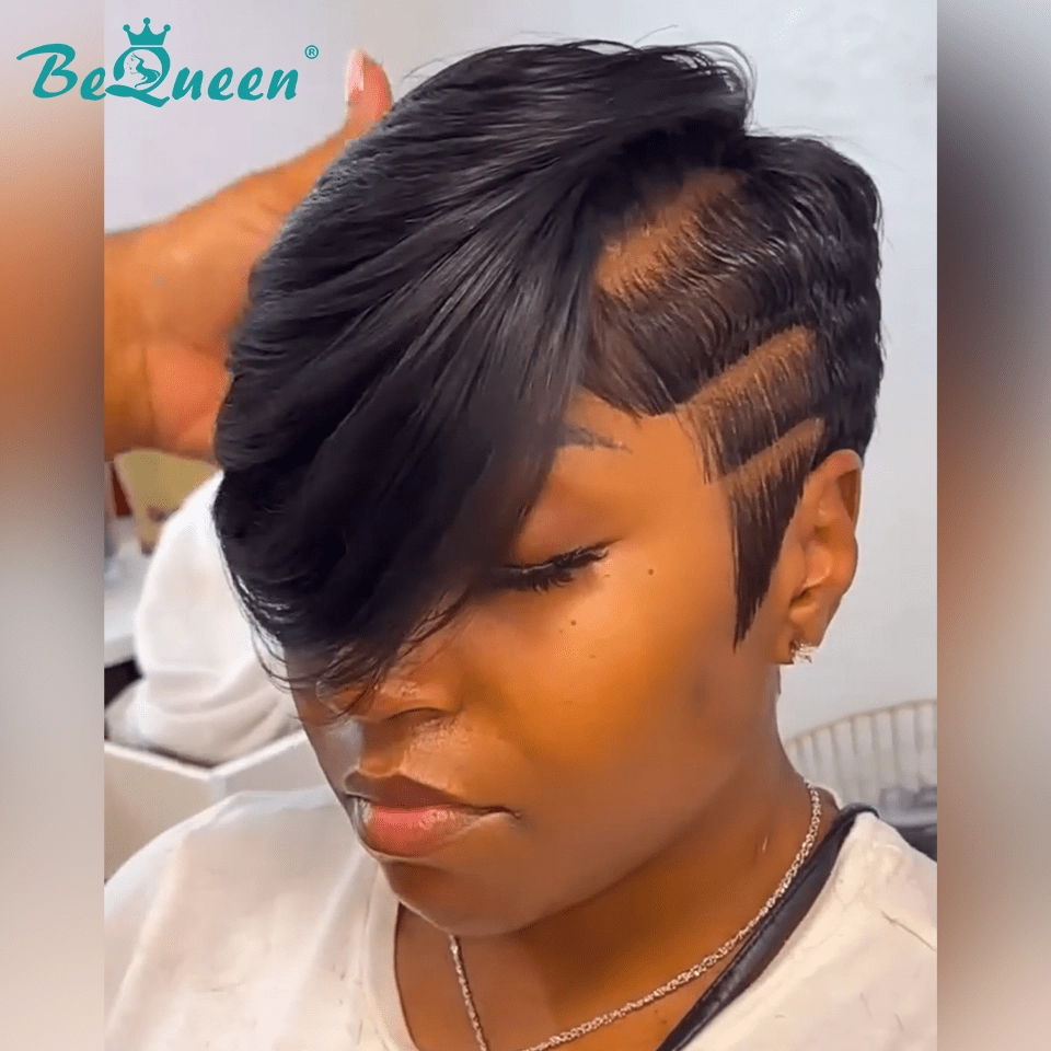 Bequeen Natrual Black Short Fashion Lace Wig