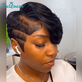 Bequeen Natrual Black Short Fashion Lace Wig