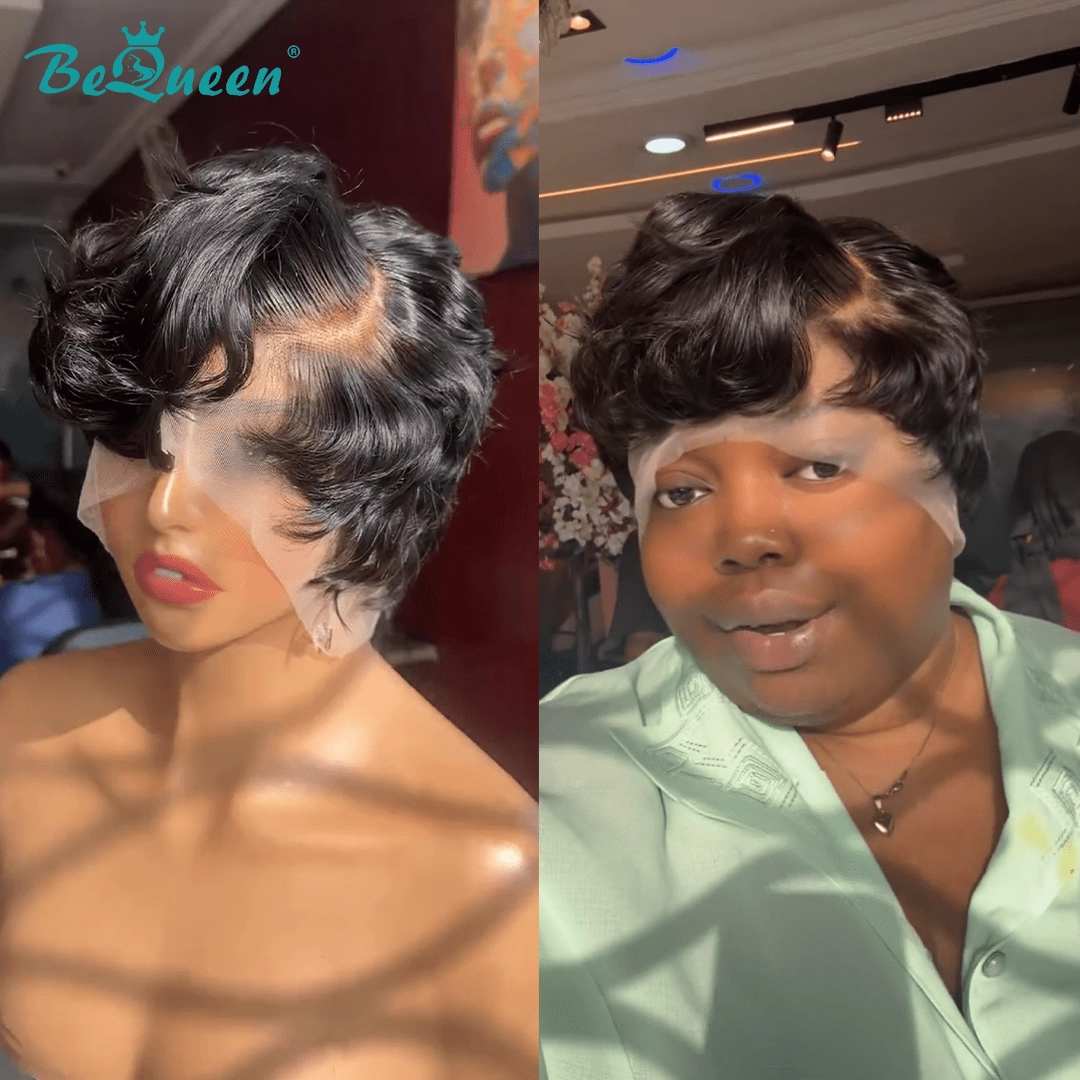 Bequeen Natrual Black Short Fashion Pixie Style Wig