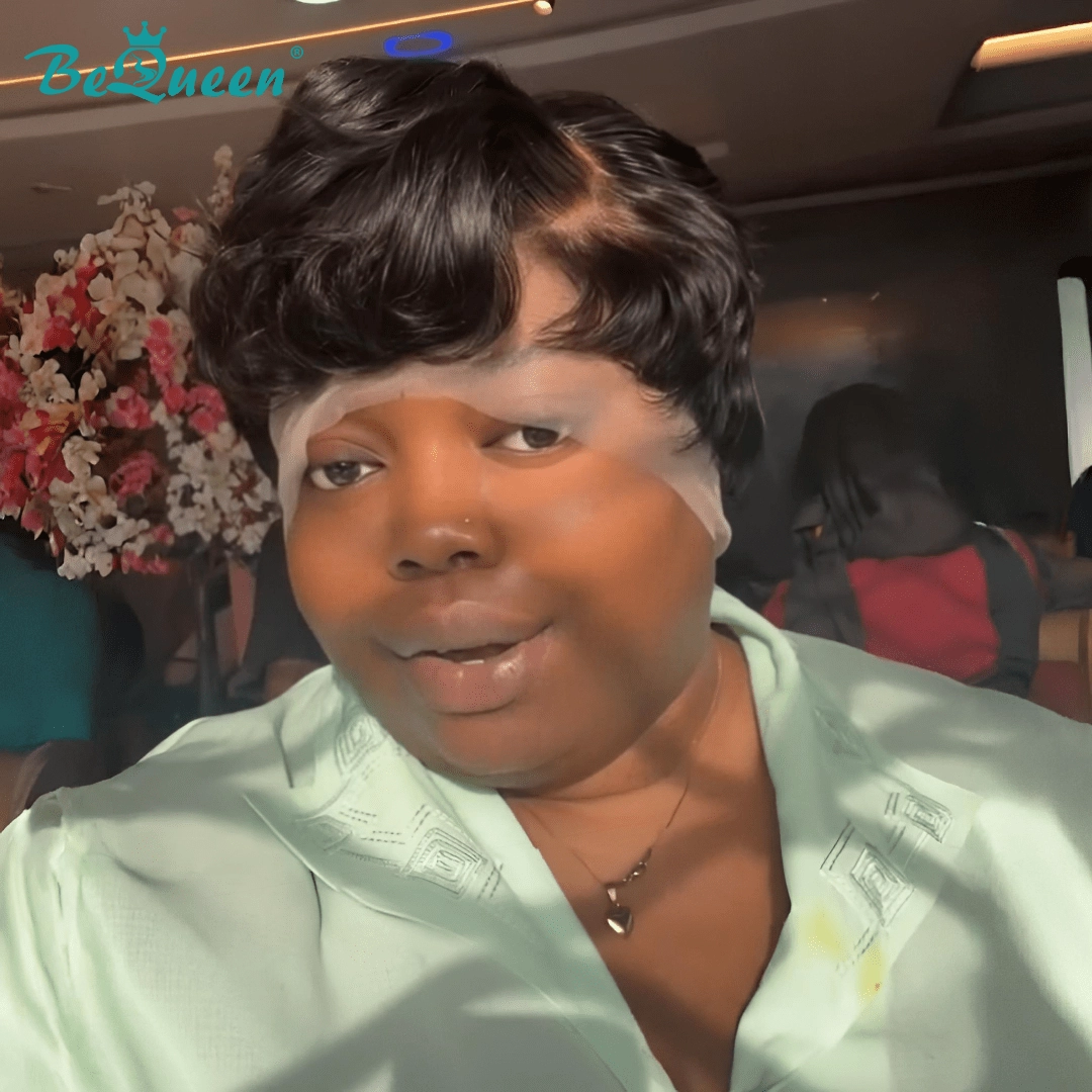 Bequeen Natrual Black Short Fashion Pixie Style Wig