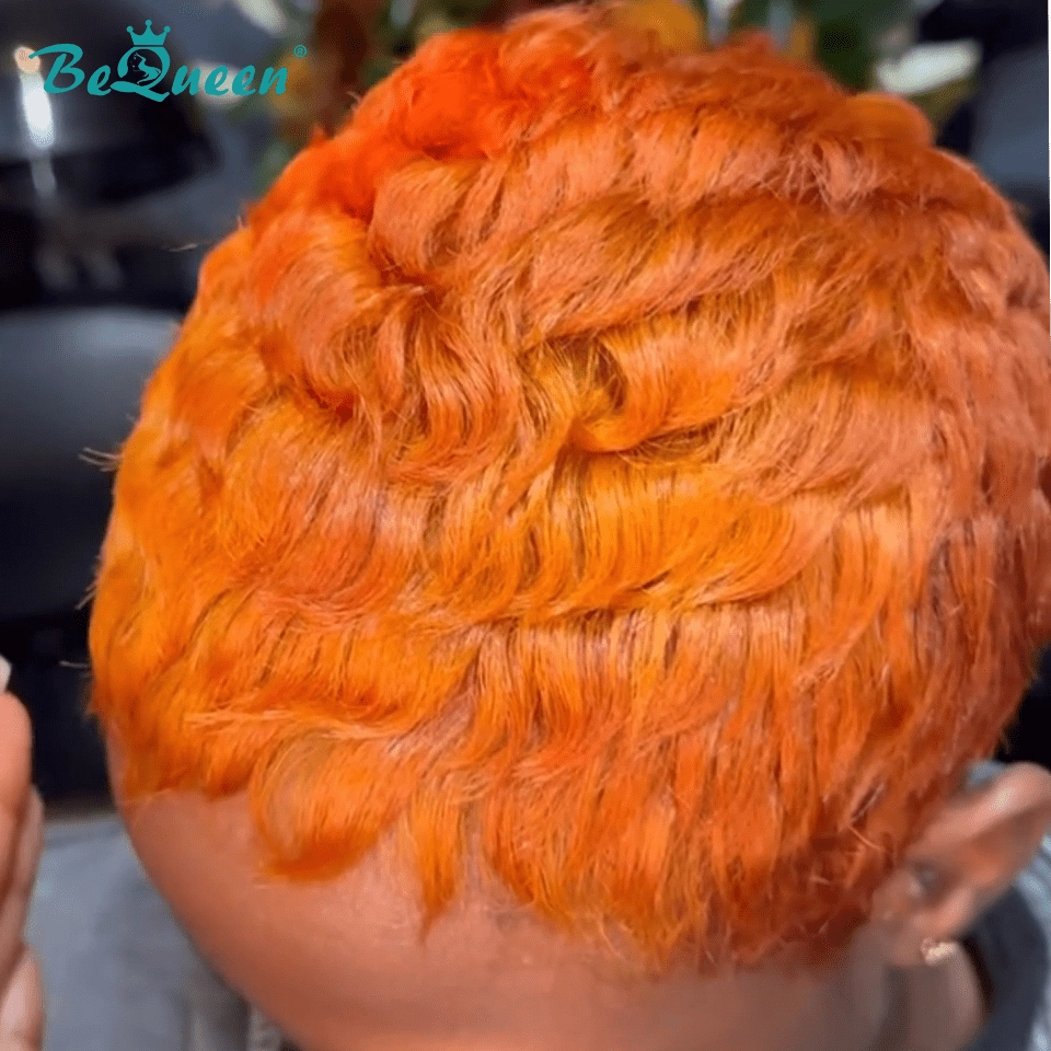 Bequeen Orange Sexy Wave Pixie Wig