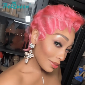 Bequeen Pink Sexy Style Pixie Wig