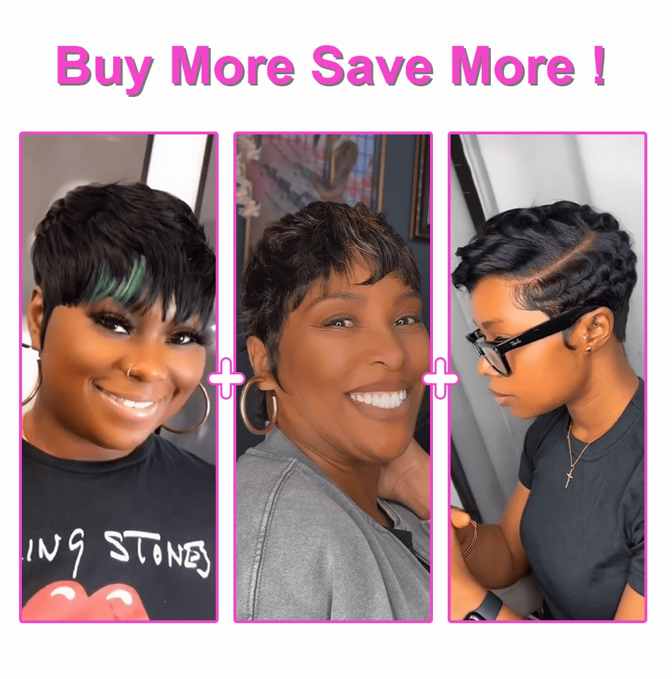 Bequeen Pixie Cut Brown Color Machine Made Wig
