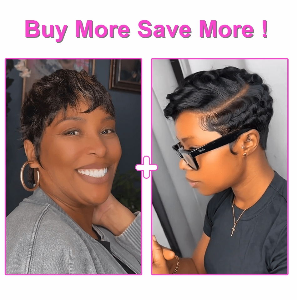 Bequeen Pixie Cut Brown Color Machine Made Wig