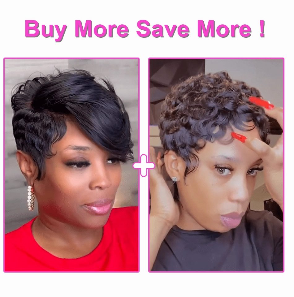 Bequeen Pixie Cut Finger Wave Wig