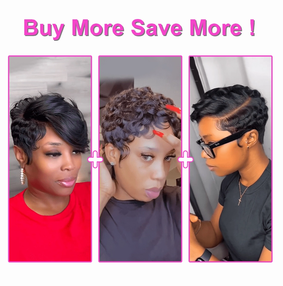Bequeen Pixie Cut Finger Wave Wig