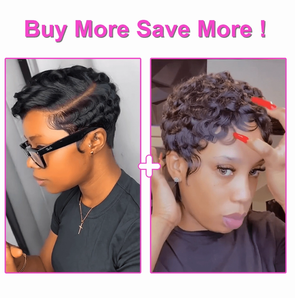 Bequeen Pixie Cut Finger Wave Wig