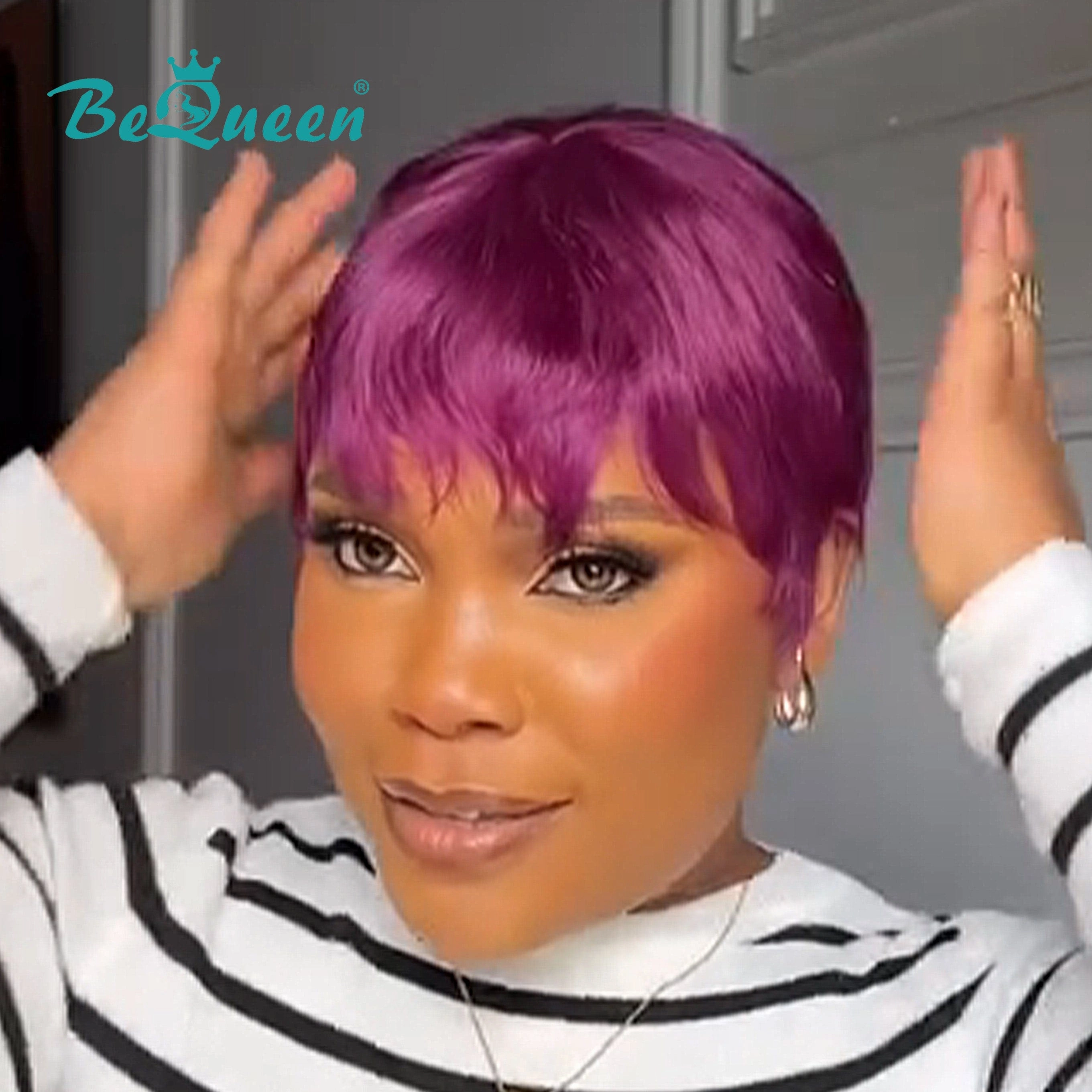 Bequeen Pixie Cut Light Purple Machine Made Wig