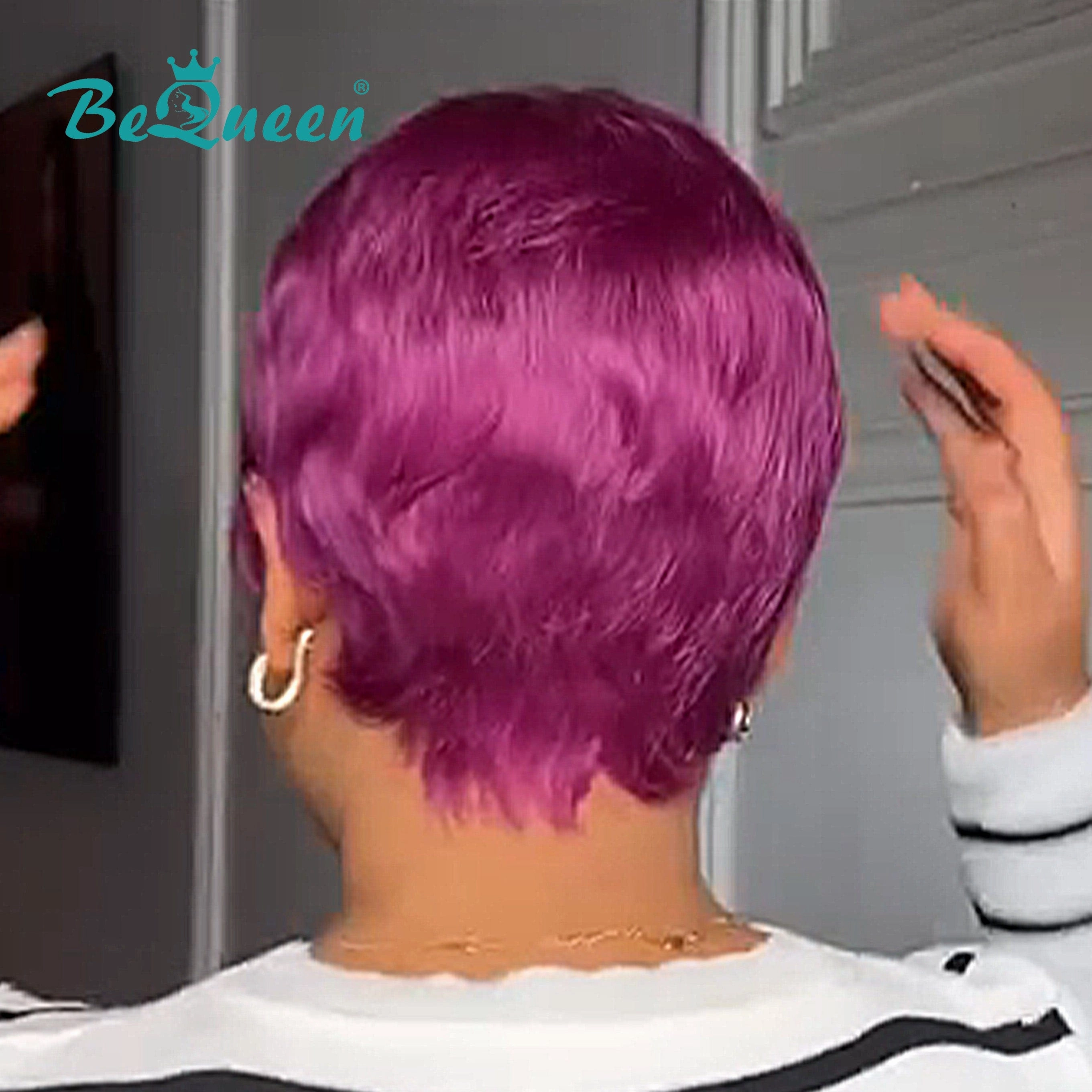 Bequeen Pixie Cut Light Purple Machine Made Wig