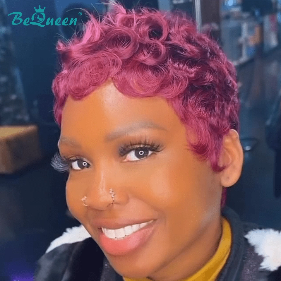 Bequeen Purple Finger Wave Pixie Wig