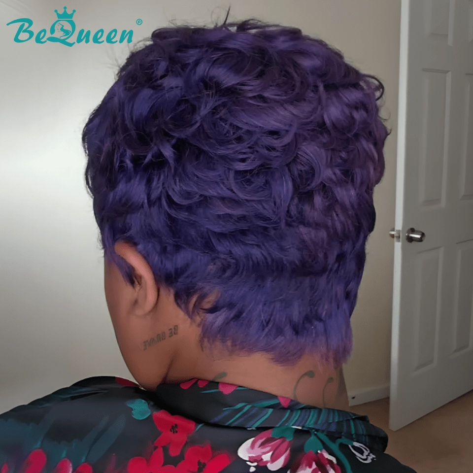 Bequeen Purple Waves Machine Made Pixie Wig