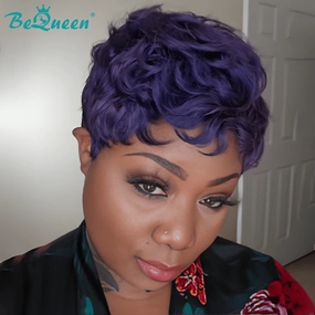 Bequeen Purple Waves Machine Made Pixie Wig