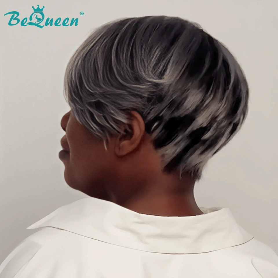 Bequeen Salt And Pepper Fashion Pixie Cut Lace Wig