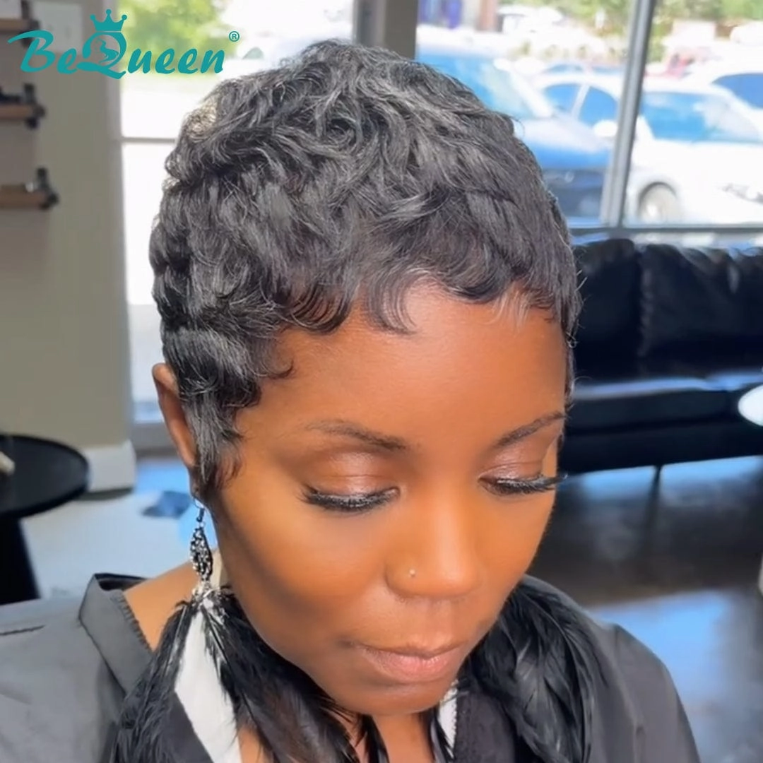 Bequeen Salt n Pepper Wavy Pixie Wig