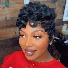 Bequeen Sexy Finger Wave Lace Pixie Cut Wig
