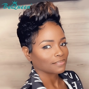Bequeen Sexy Highlight Finger Wave Pixie Lace Wig
