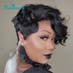 Bequeen Sexy Side Part Fashion Wave Pixie Lace Wig