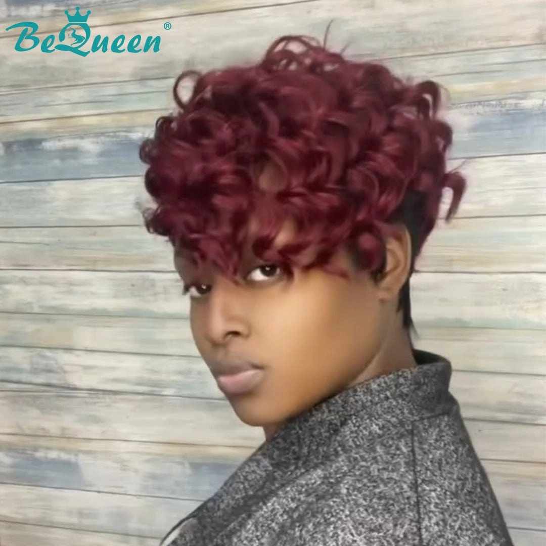 Bequeen Side Part Purple Pixie Cut Lace Wig