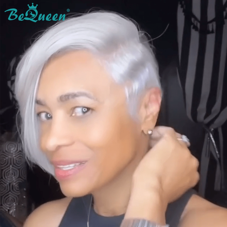 Bequeen Silver Charm Side Part Pixie Wig