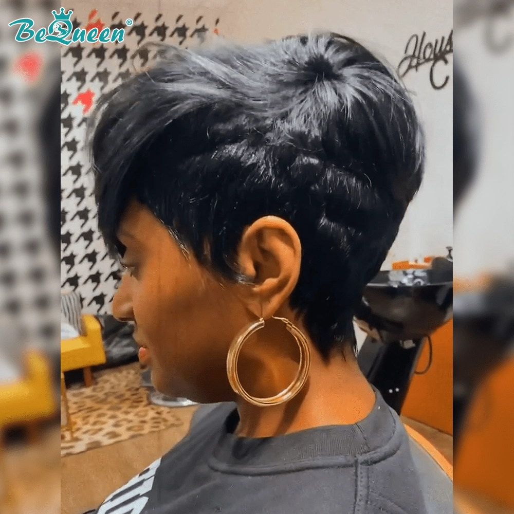 Bequeen Straight Machine Made Pixie Wig