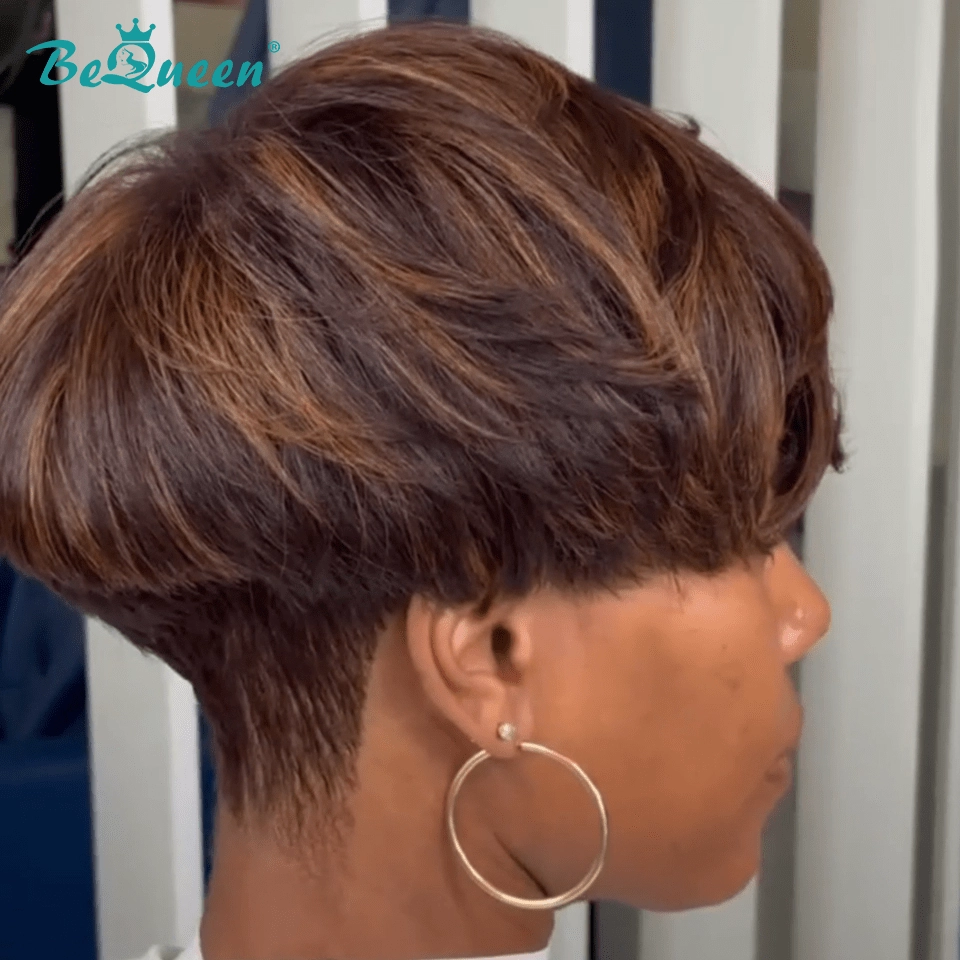 Bequeen Two Brown Colors Pixie Wig