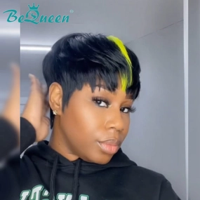 Bequeen Yellow Part Machine Made Short Pixie Wig