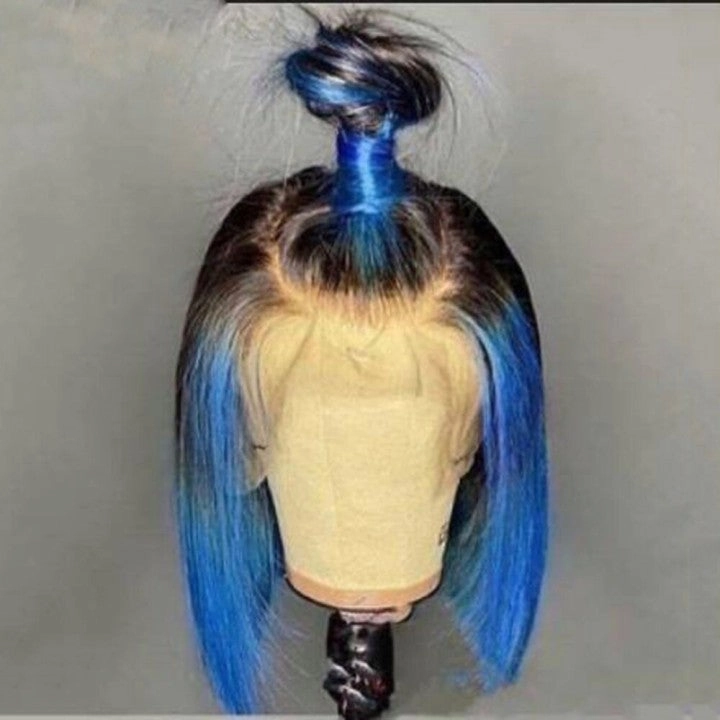 Billie | Highlight Blue Virgin Human Hair Bob Lace Wig