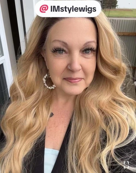 Brenda Collection-Clara Long Wave Blonde Daily Wig with Dark Root Super Natral  13*4 Lace Front Synthetic Wig Free parting lace Wig