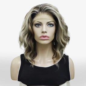 Brenda Collection-G2 old money vibe brown and blonde color with curly style 16 inches 13*4 lace front wig