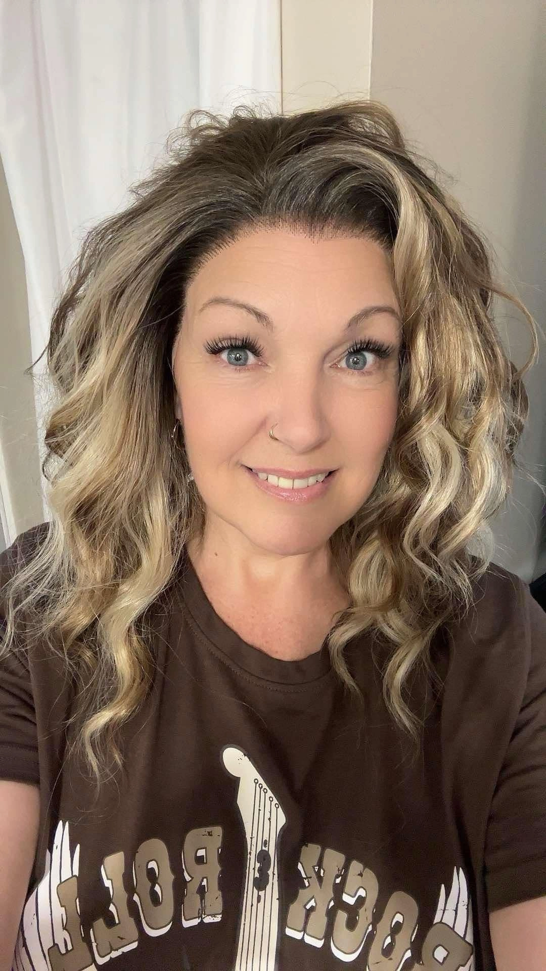 Brenda Collection-G2 old money vibe brown and blonde color with curly style 16 inches 13*4 lace front wig