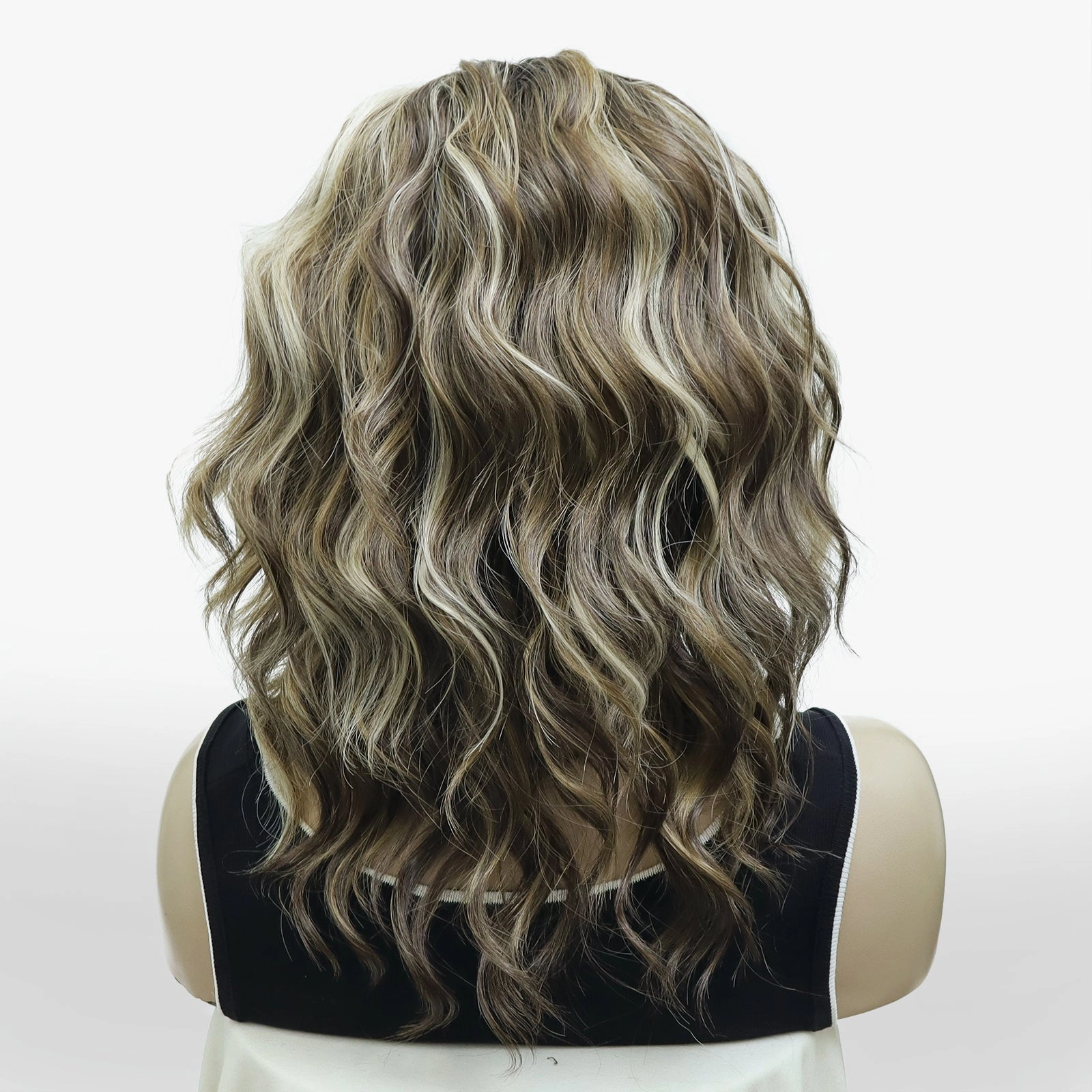 Brenda Collection-G2 old money vibe brown and blonde color with curly style 16 inches 13*4 lace front wig