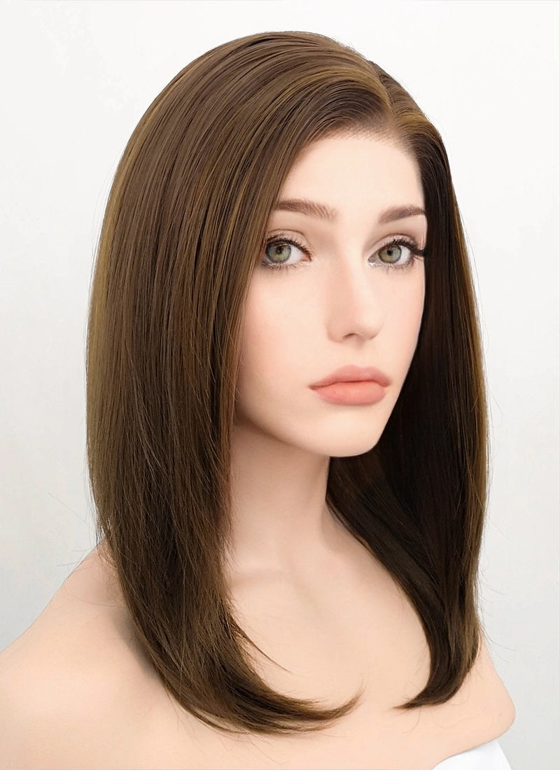 Brunette Straight Bob Lace Front Synthetic Wig LF268