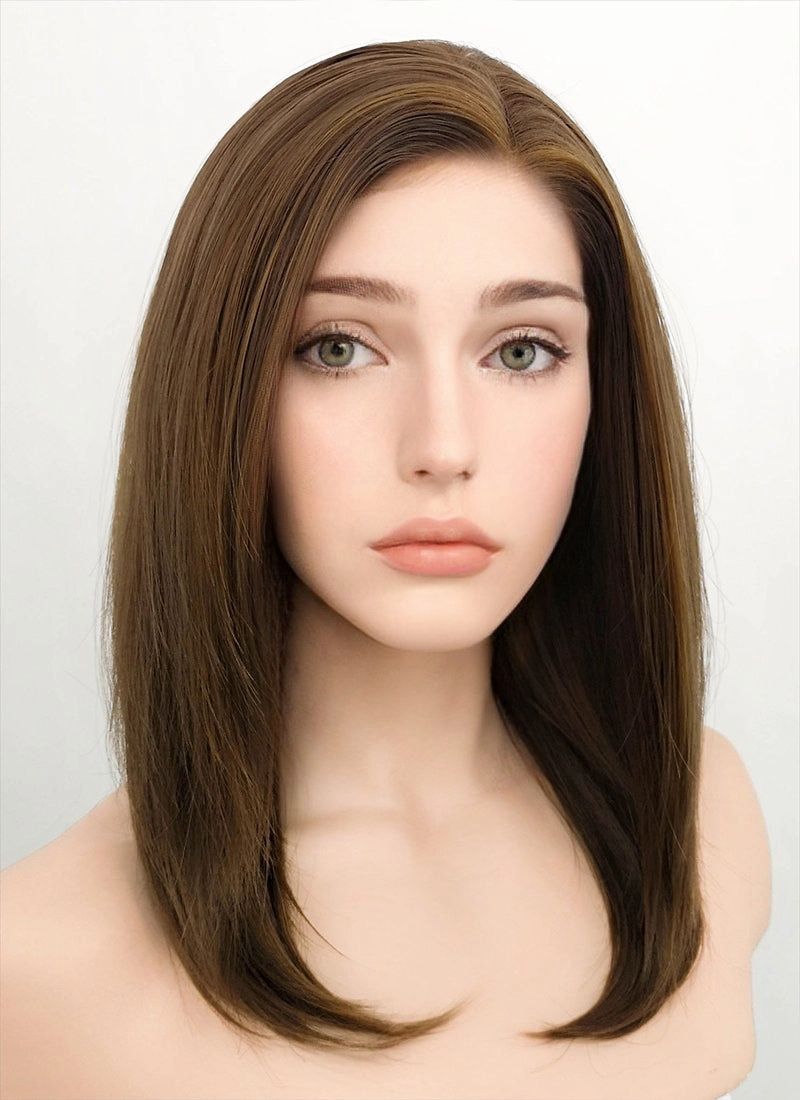 Brunette Straight Bob Lace Front Synthetic Wig LF268