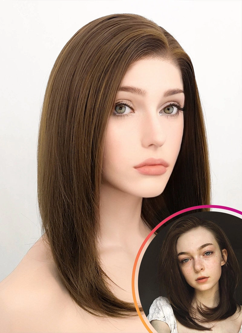 Brunette Straight Bob Lace Front Synthetic Wig LF268