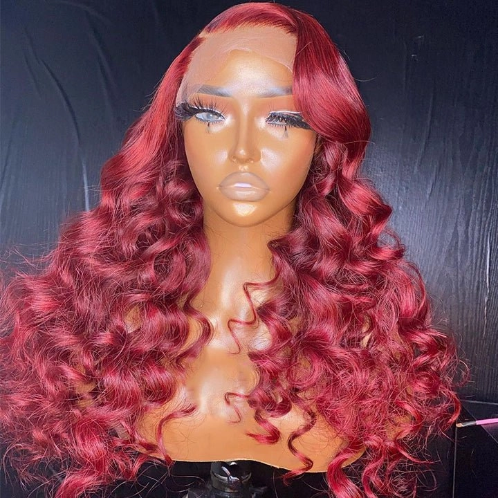 Burgundy Loose Deep Wave Lace Front Wig 99j HD Lace Human Hair Wigs