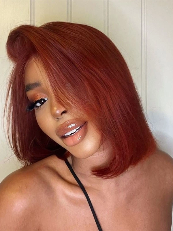Chinalacewig Bob Style Virgin Malaysian Human Hair 13x4 Transparent Lace Front Wigs NCF108