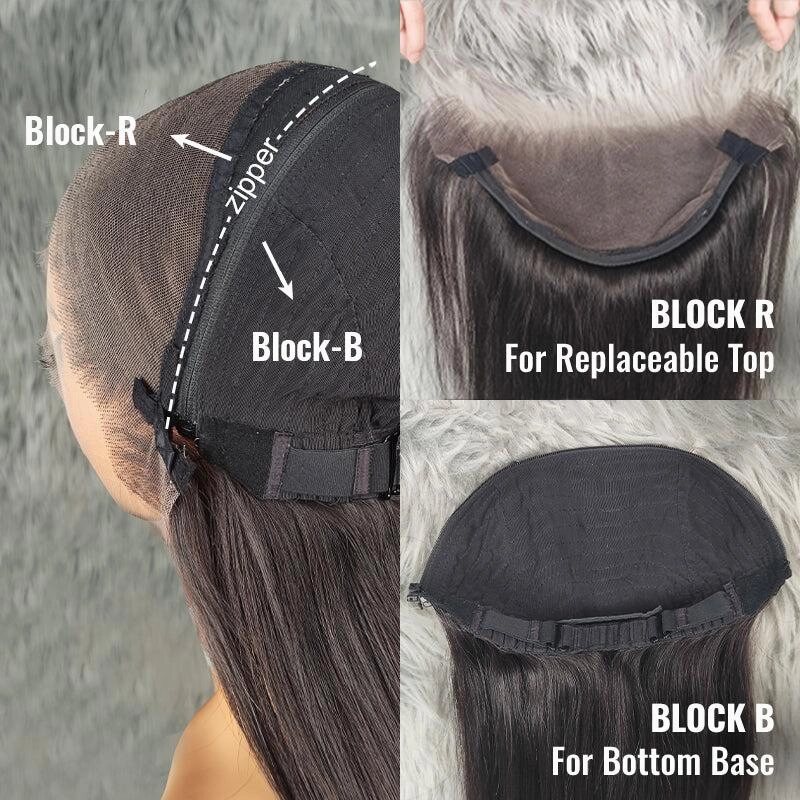 Chinalacewig Body Wave Block Wig With Optional HD Frontal Lace Replaceable Tops Renew Wig With Less Cost BR01