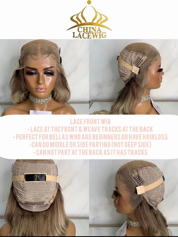 Chinalacewig Custom Wig Lace Frontal Blonde Color Bleached Knots Human Virgin Hair C05