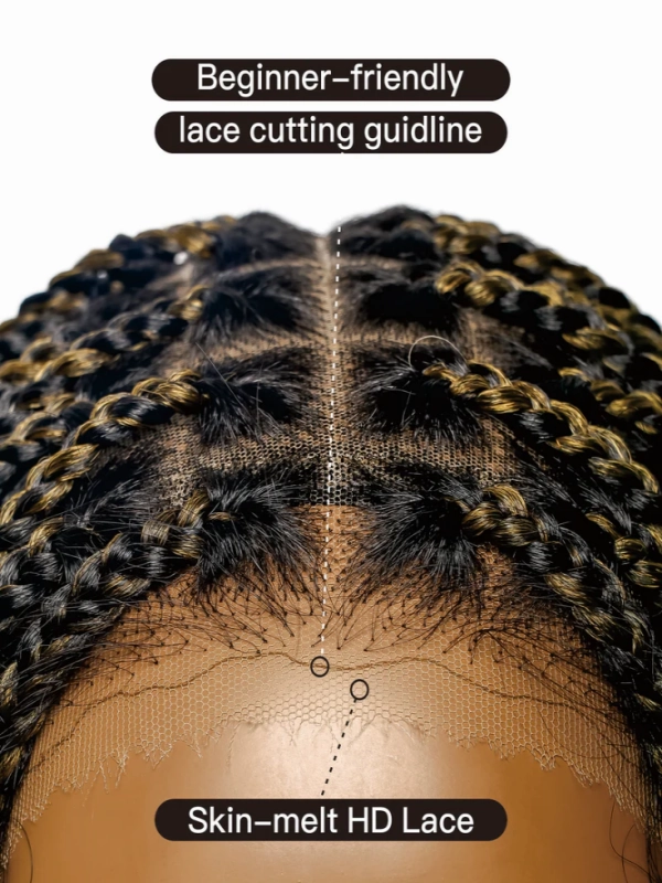 Chinalacewig Tangleless Human Hair Boho Curls  HD Lace Knotless Box Braided Wig CB05