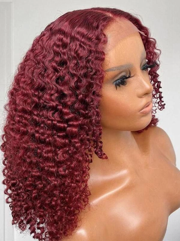 Chinalacewig Transparent Lace Burgundy Deep Curly 13X6 Lace Front Wigs NCF65