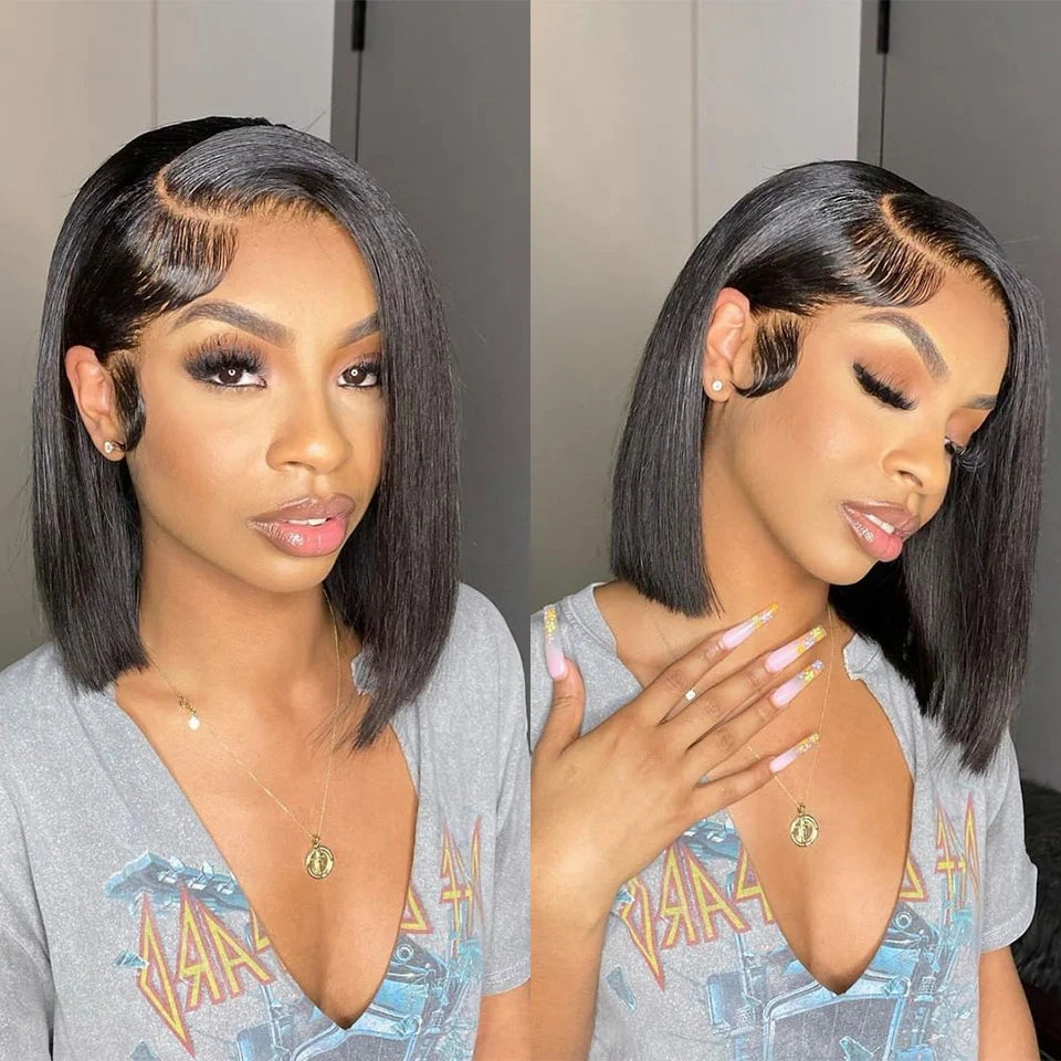 CLEARANCE Glueless Knot-Free 13x6 Fitted Cap Ear Tap 250% Skin Melt Lace Front Wig Straight Bob