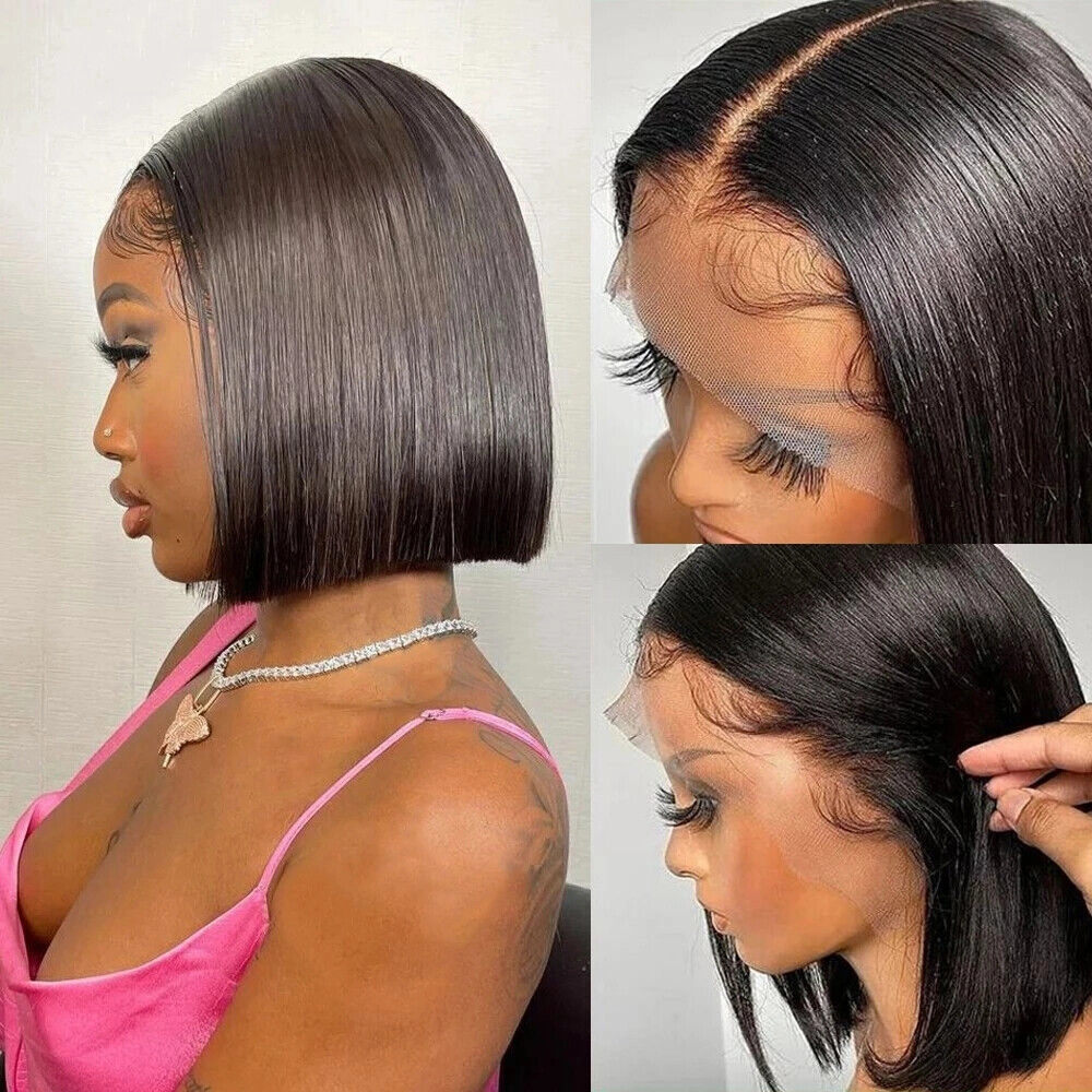 CLEARANCE Glueless Knot-Free 13x6 Fitted Cap Ear Tap 250% Skin Melt Lace Front Wig Straight Bob