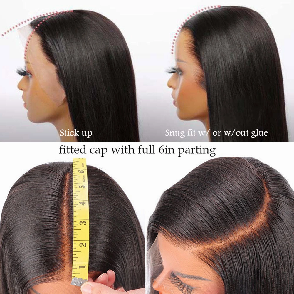 CLEARANCE Glueless Knot-Free 13x6 Fitted Cap Ear Tap 250% Skin Melt Lace Front Wig Straight Bob