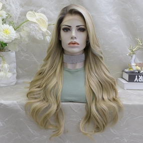 Credence big Volume Wavy long Blonde 13*4 lace Front wig  F100-2410